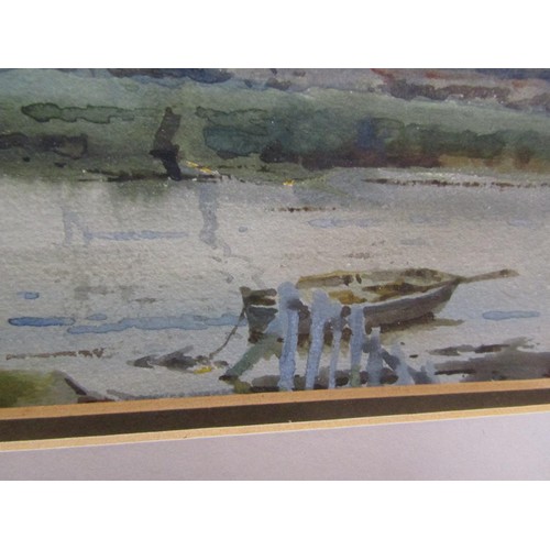 211 - Frank Richards - A river sailing boat preparing to leave, signed watercolour, framed and glazed, 22c... 