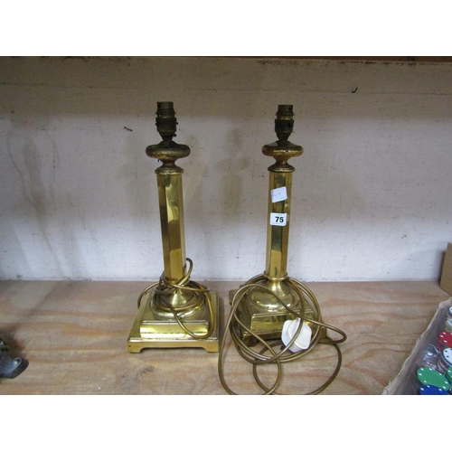 75 - PAIR OF BRASS TABLE LAMPS