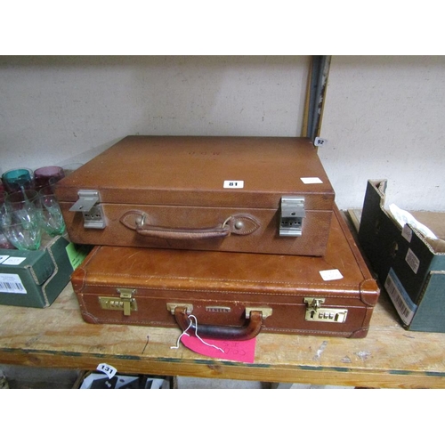 81 - LEATHER BRIEFCASE AND VANITY CASE