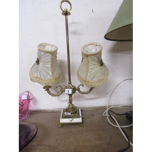 2 - CAST BRASS TWO BRASS TABLE LAMP AND SHADE