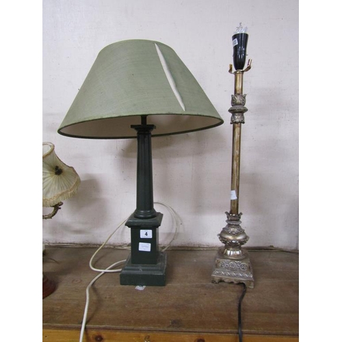 4 - TWO TABLE LAMPS - ONE WITH SHADE