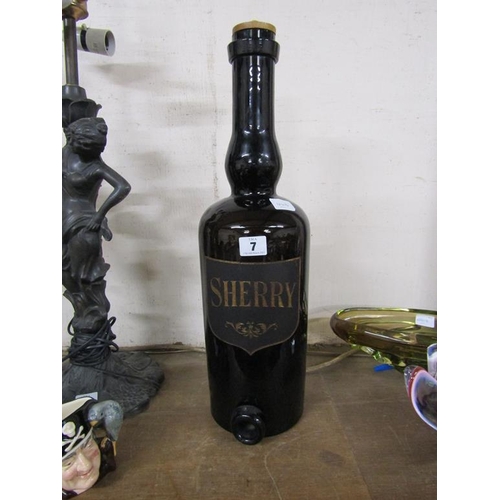 7 - GLASS SHERRY DECANTER IN SHAPE OF A BOTTLE