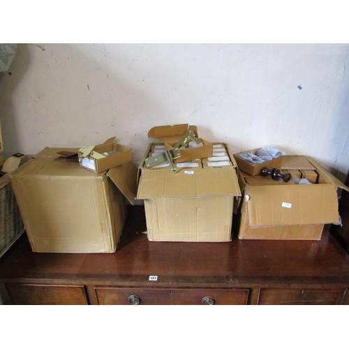 506 - THREE BOXES OF DOOR FURNITURE