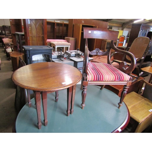 509 - NEST OF MAHOGANY TABLES AND A VICTORIAN ARMCHAIR