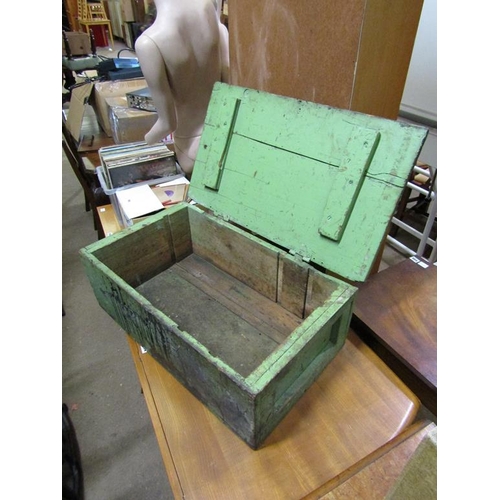 595 - GREEN PAINTED PINE BOX