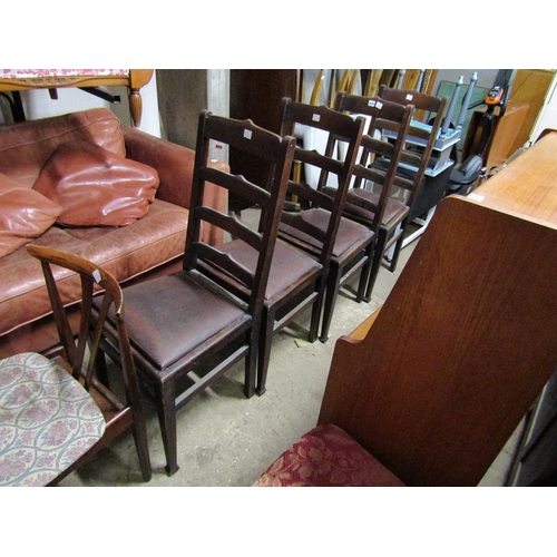 619 - FOUR EDWARDIAN OAK LADDERBACK CHAIRS