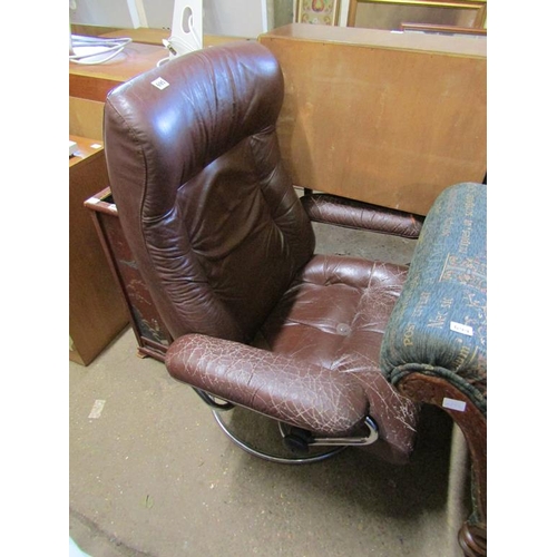 695 - LEATHER UPHOLSTERED CHROME FRAMED CHAIR