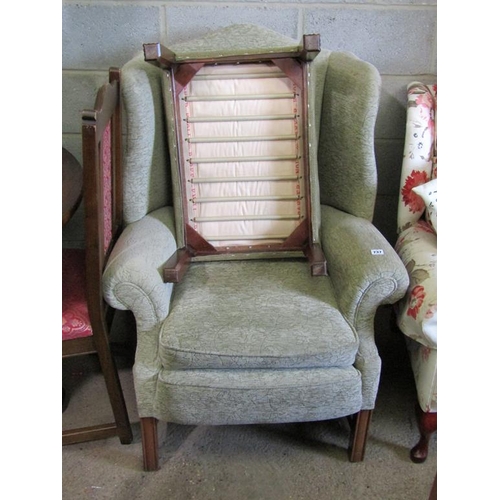 737 - WINGBACKED ARMCHAIR AND A STOOL