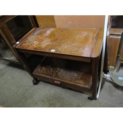 741 - WALNUT TWO TIER TROLLEY