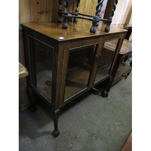 742 - WALNUT VENEERED GLAZED CABINET