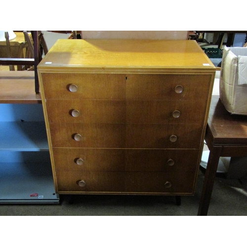 747 - OAK FIVE DRAWER CHEST