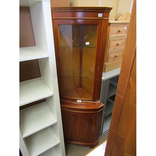 772 - REPRODUCTION YEW WOOD CORNER CUPBOARD