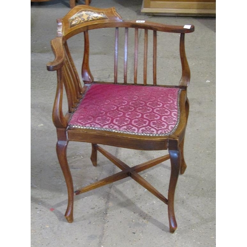 863 - EDWARDIAN INLAID CORNER CHAIR