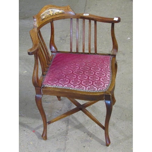 863 - EDWARDIAN INLAID CORNER CHAIR