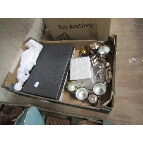 114 - BOX OF MISC. TO INCL. SILVER PLATE