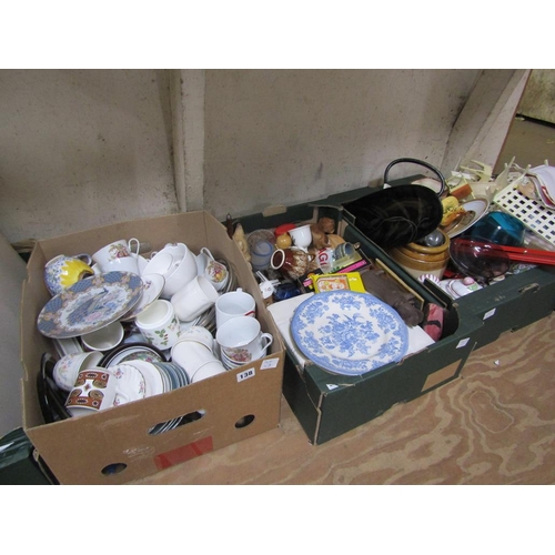 138 - THREE BOXES OF MIXED CERAMICS, TABLEWARES, ORNAMENTS ETC