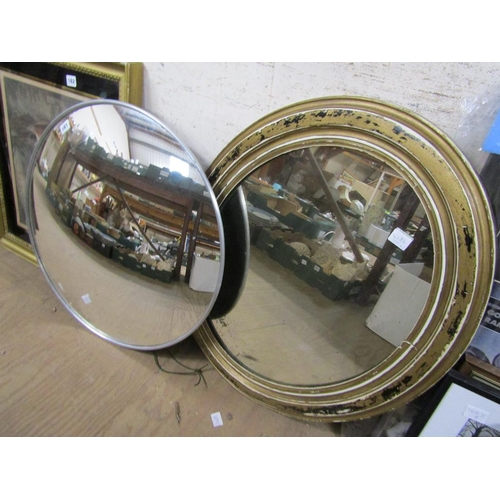 161 - GILT FRAMED WALL MIRROR; ONE OTHER