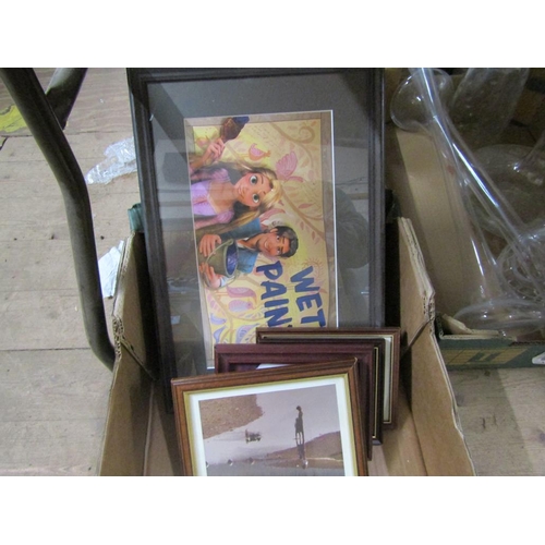 196 - BOX OF PICTURES AND PRINTS