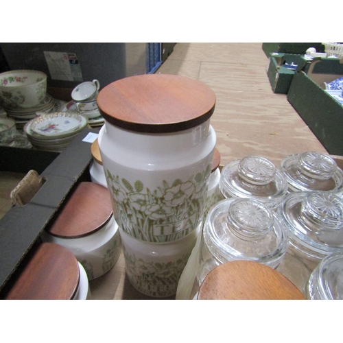 285 - CERAMIC AND GLASS STORAGE JARS