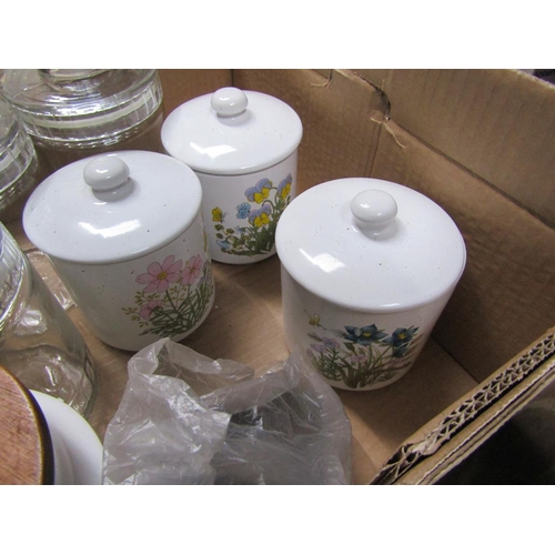 285 - CERAMIC AND GLASS STORAGE JARS