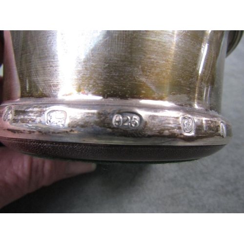 1498 - SILVER WINE BOTTLE COASTER; TWO HANDLED SUGAR POT; SPOON