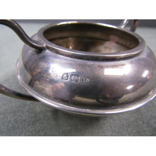 1498 - SILVER WINE BOTTLE COASTER; TWO HANDLED SUGAR POT; SPOON