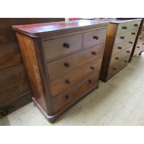 1695 - VICTORIAN MAHOGANY CHEST OF TWO SHORT AND THREE LONG DRAWERS