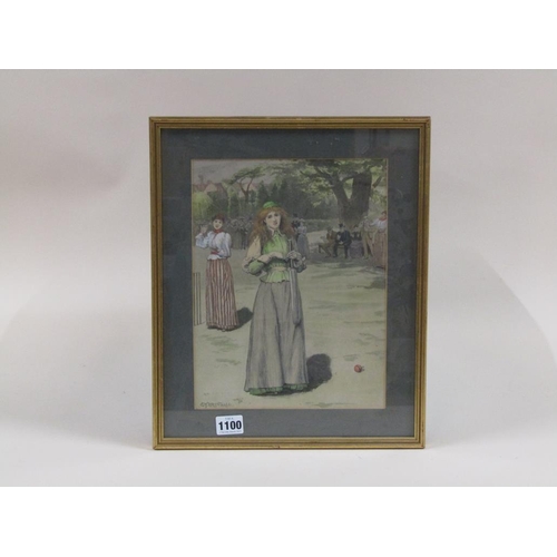 1100 - E.N BREWTNALL - WELL PLAYED LADIES MATCH, 20TH SEPTEMBER 1890, HAND PAINTED MATERIAL PRINT, F/G, 29C... 