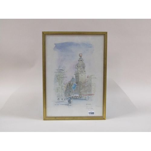 1103 - HUGH CASSON - THE LONDON COLISEUM, SIGNED COLOURED PRINT, 13/500, F/G, 40CM X 27CM