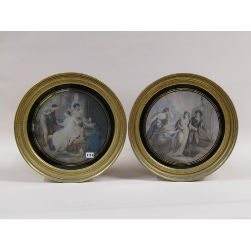 1114 - PAIR OF VICTORIAN COLOURED PRINTS - CLASSICAL SUBJECTS, CIRCULAR F/G, 36CM X 36CM