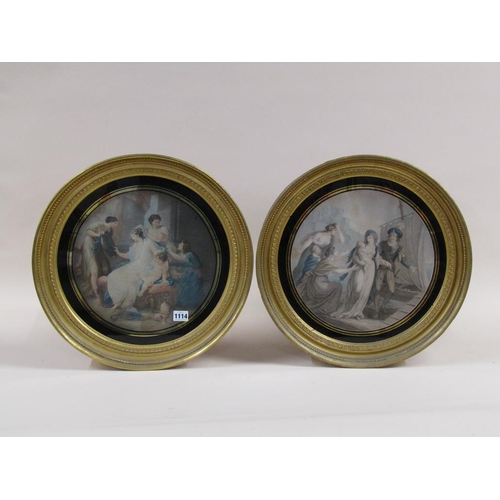 1114 - PAIR OF VICTORIAN COLOURED PRINTS - CLASSICAL SUBJECTS, CIRCULAR F/G, 36CM X 36CM