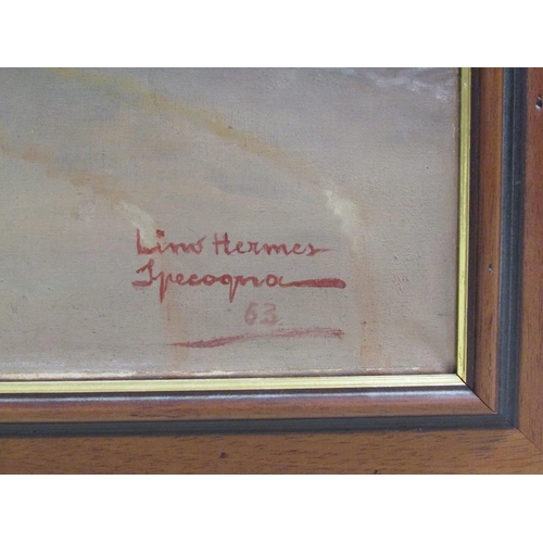 1118A - LYN HERMES, VASE OF ROSES SIGNED OIL ON CANVAS, FRAMED 95 x 75 cms