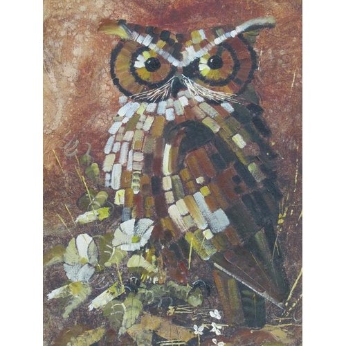 1124 - JOHN BASSAGE - BARN OWL, SIGNED OIL ON CANVAS ON BOARD, FRAMED, 64CM X 37CM