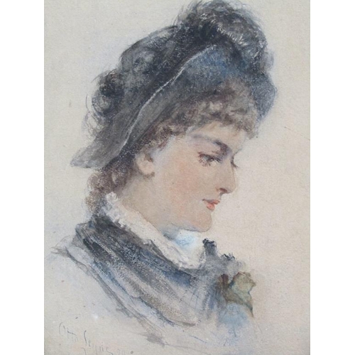 1149 - UNFRAMED WATERCOLOUR IN THE MANNER OF WILLIAM RUSELL FLINT; PORTRAIT OF A LADY BY OTTO LENING 79