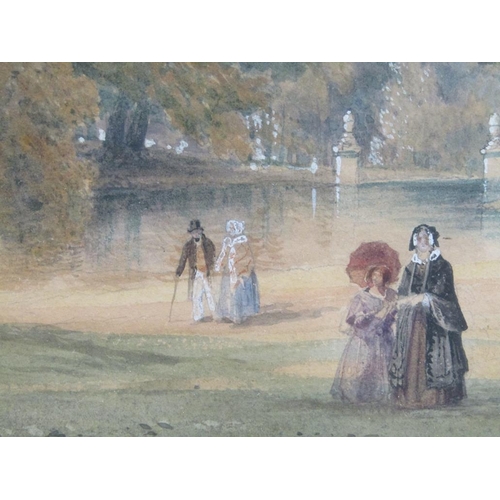 1156 - THOMAS MILES RICHARDSON JNR 1784/1848 - A WALK IN A PARK, SIGNED IN MONO, F/G, 23CM X 35CM