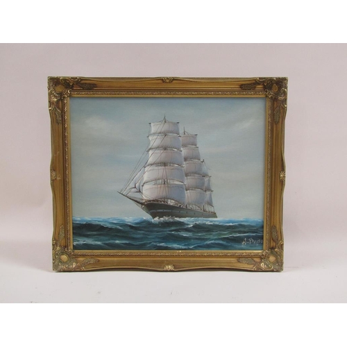 1158 - AMBROSE - TWO OIL ON CANVAS, SAILING VESSELS - ONE FRAMED 50CM X 40CM