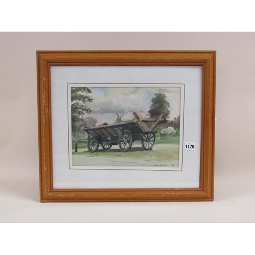 1170 - RJ, THE FARM WAGON, SIGNED AND DATED WATERCOLOUR F/G 24 x 32cms