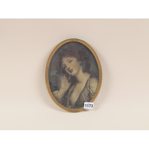 1173 - FRAMED OVAL PORTRAIT OF A LADY - 22 x 16cms