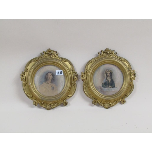 1185 - PAIR OF 19c SPANISH LADY AND ONE OTHER, CIRCULAR F/G 14 x 14cms