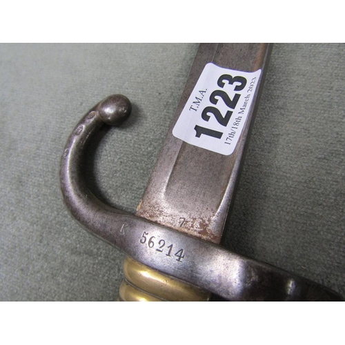 1223 - 19C FRENCH BAYONET, C.1870, 69CM L OVERALL