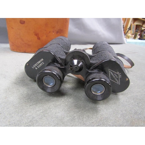 1266 - PAIR OF LEIBERMAN & GORTZ BINOCULARS IN CASE, 26CM L