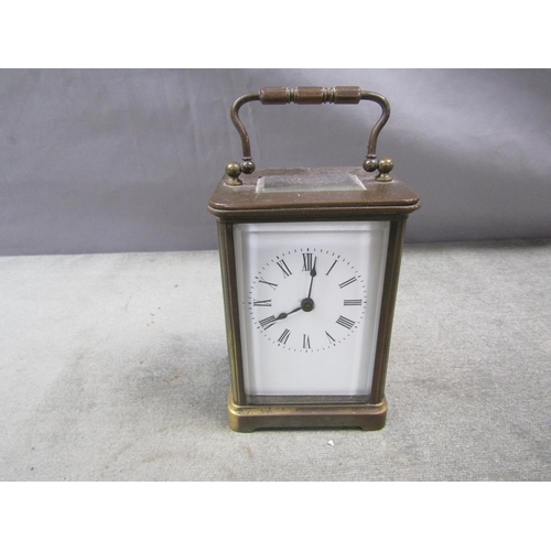 1289 - BRASS CASED CARRIAGE CLOCK, 12CM H