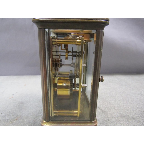 1289 - BRASS CASED CARRIAGE CLOCK, 12CM H