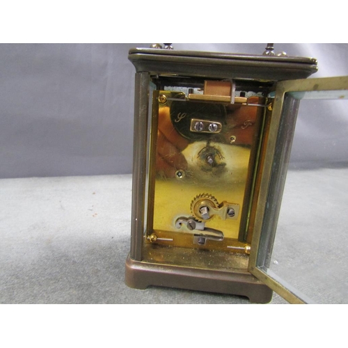 1289 - BRASS CASED CARRIAGE CLOCK, 12CM H