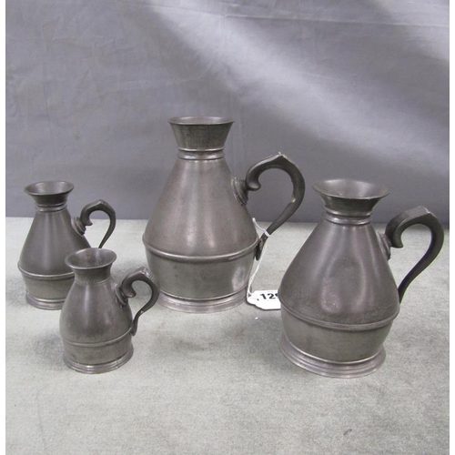 1296 - SET OF PEWTER MEASURES - LARGEST 16CM H