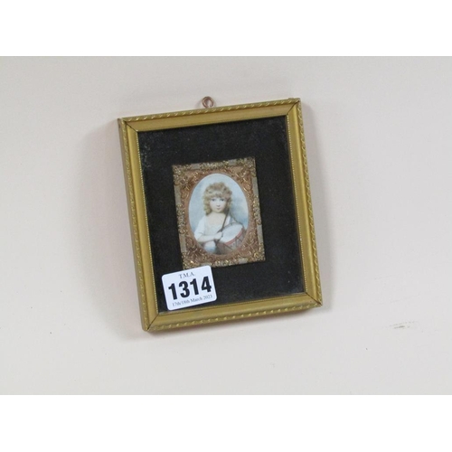 1314 - FRAMED OVAL MINIATURE PORTRAIT OF A YOUNG DRUMMER - SIR CHARLES KENT AS A CHILD BY ANDREW PLINER 178... 