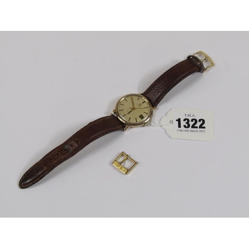 1322 - OMEGA DE VILLE GOLD WATCH MOVEMENT WITH LEATHER STRAP