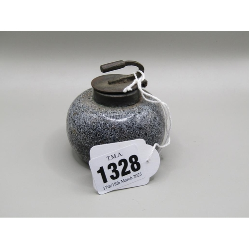 1328 - CURLING STONE INKWELL, 6.5CM DIAM