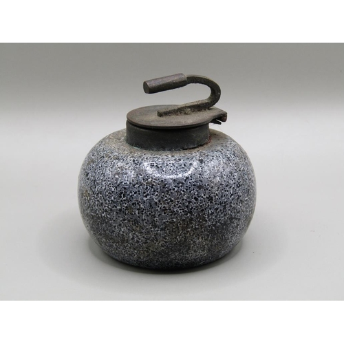 1328 - CURLING STONE INKWELL, 6.5CM DIAM