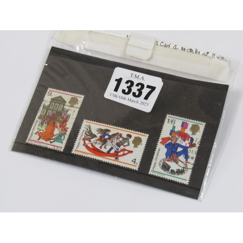 1337 - THREE 1968 HAPPY CHRISTMAS POSTAGE STAMPS